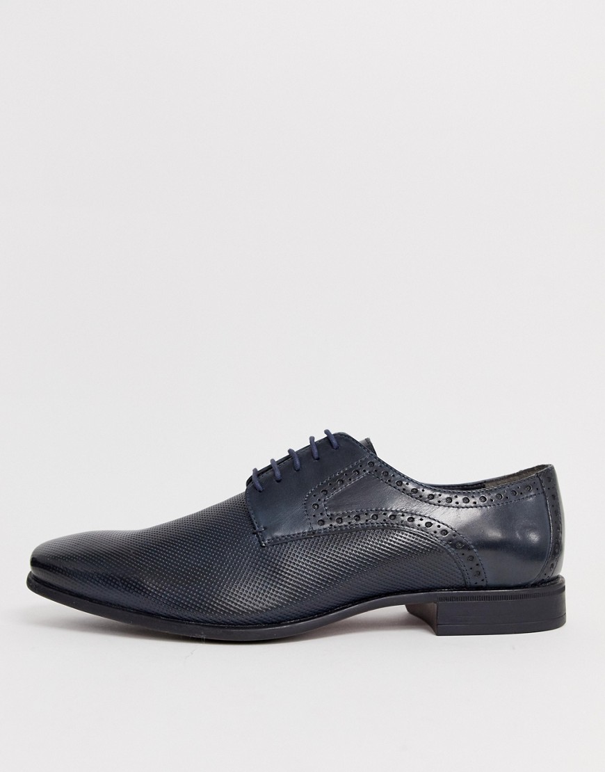 Silver Street leather punched derby lace up shoe in navy