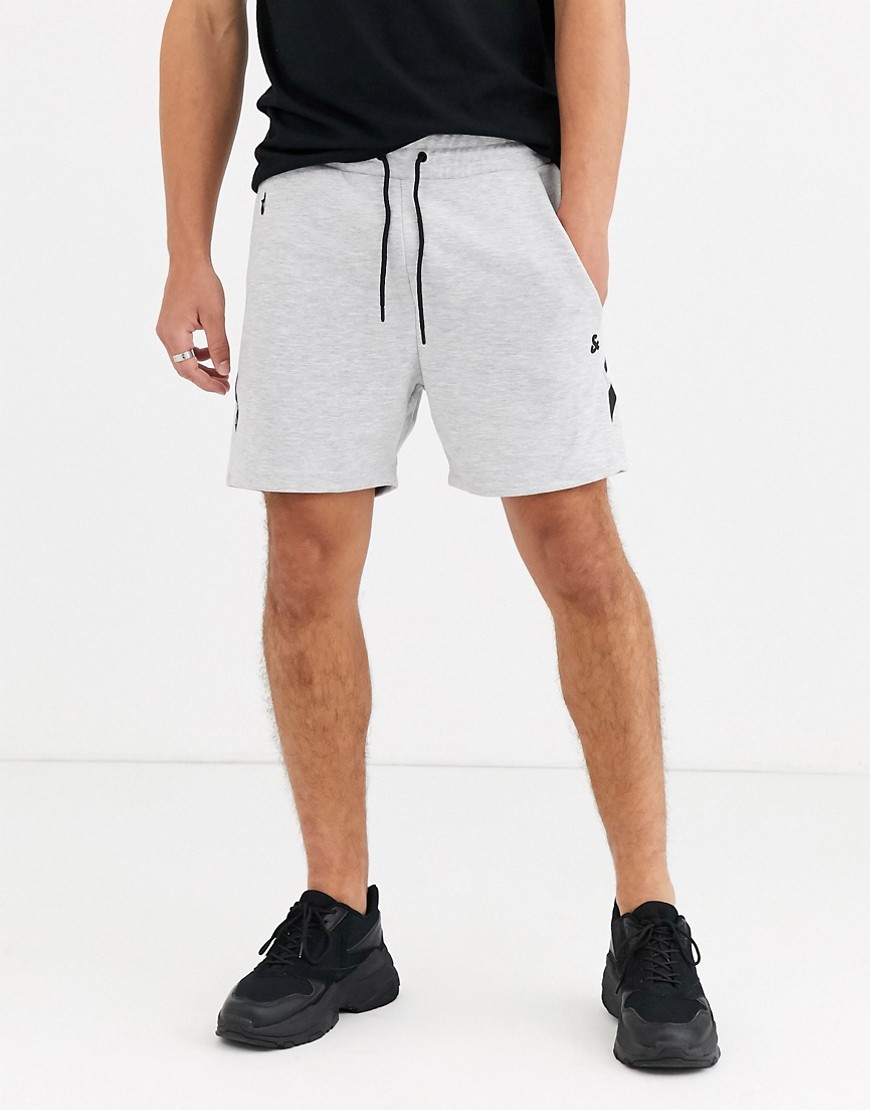Jack & Jones Intelligence jersey short with taping in grey