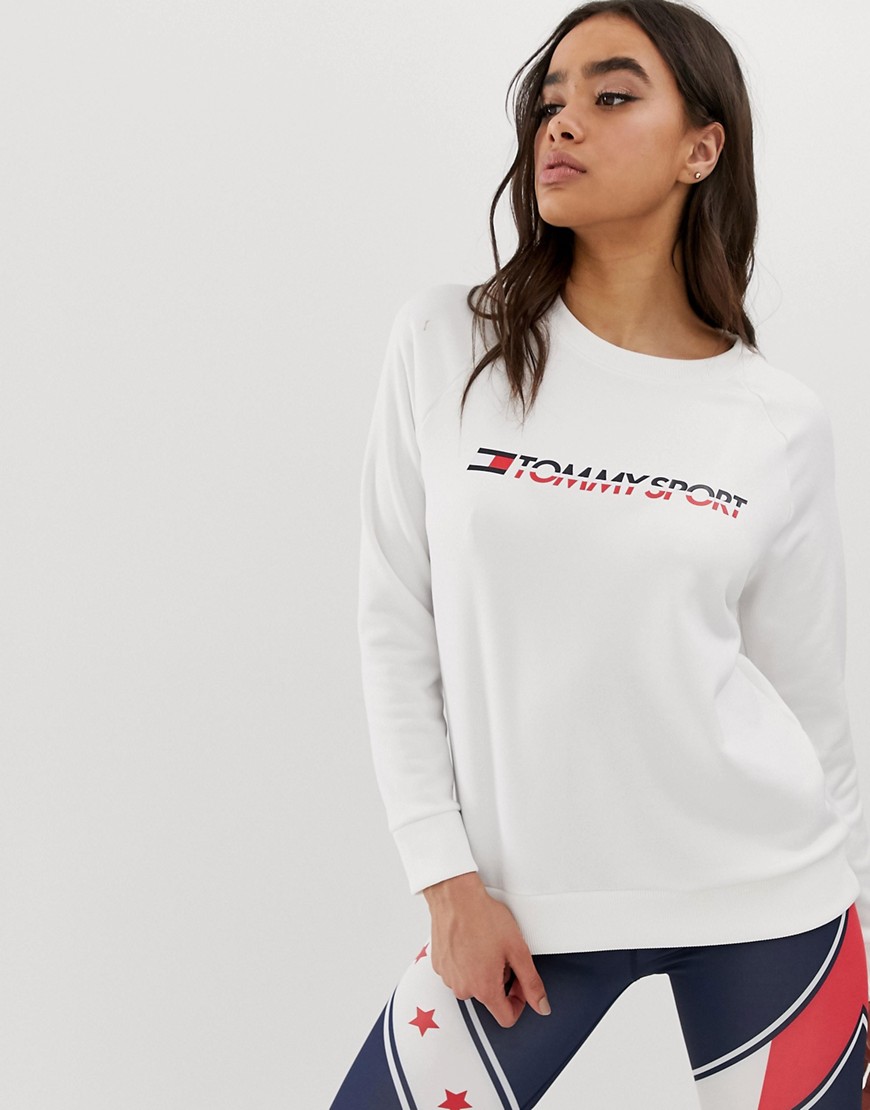 Tommy Hilfiger Sport crew neck logo sweatshirt in white