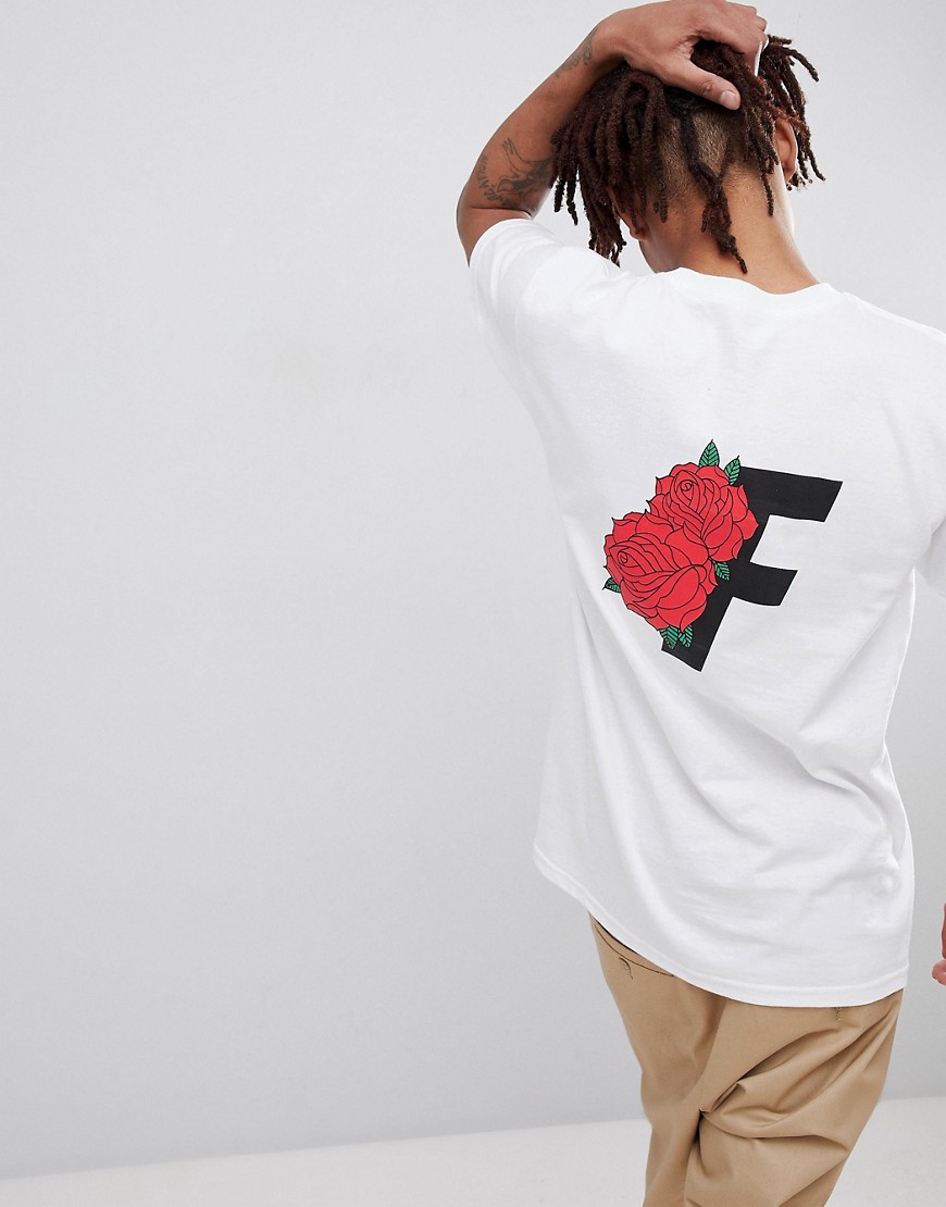 Fairplay rose print logo t-shirt in white