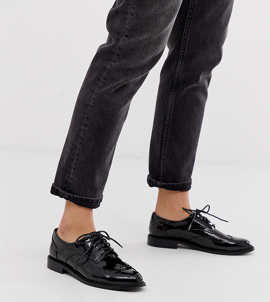 Asos Design More Flat Lace Up Shoes In Black