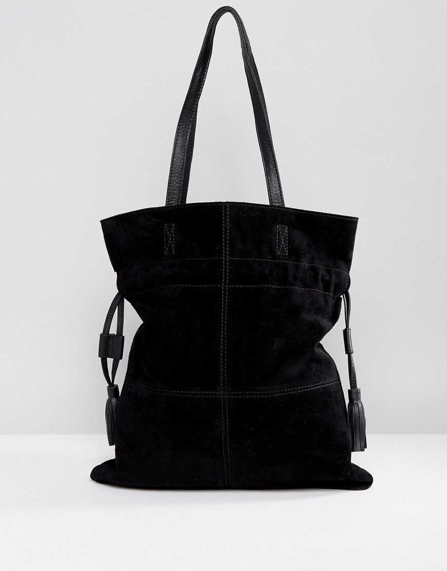 Замшевая сумка-шоппер со шнурком ASOS - Черный 