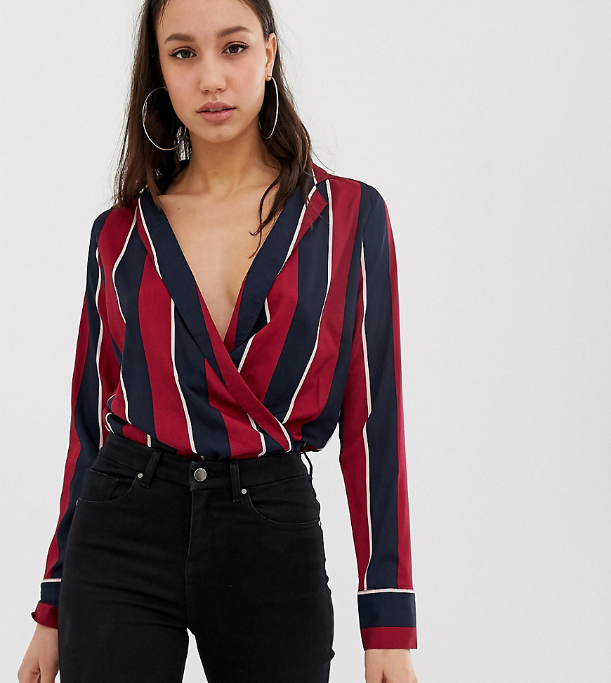 Influence Tall wrap front body in stripe print
