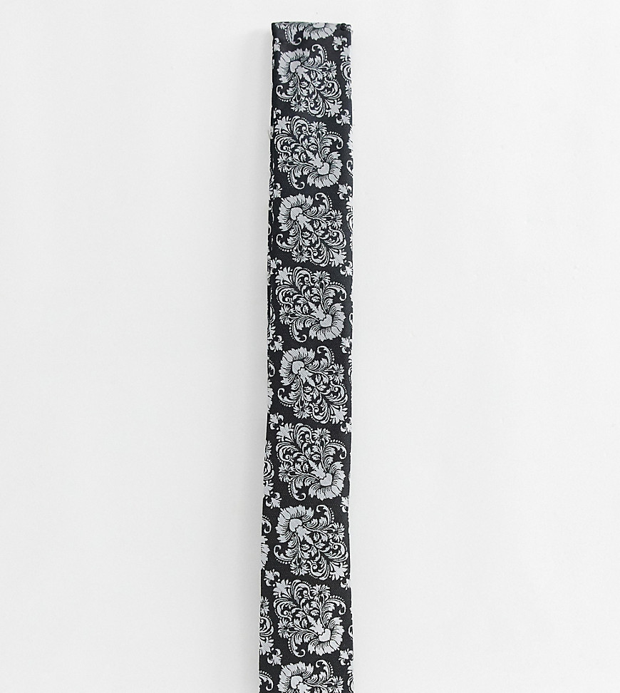 Heart & Dagger knitted jacquard tie in grey