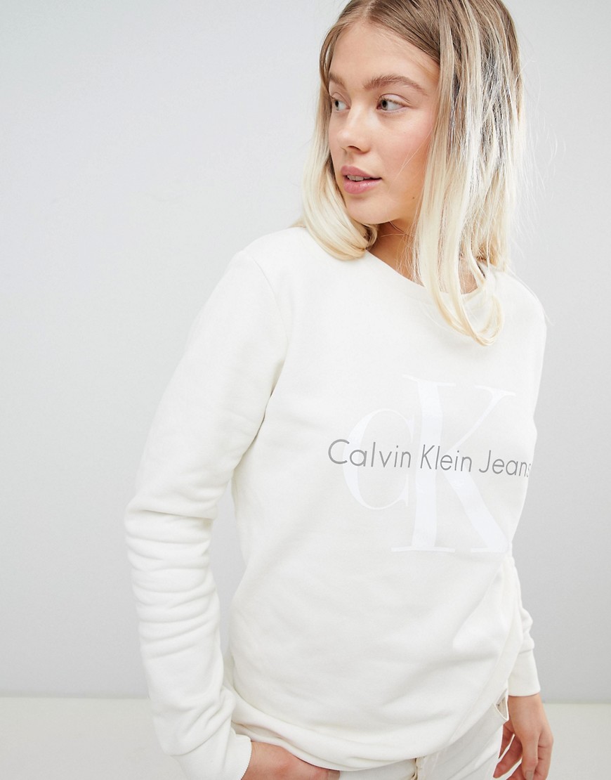 Calvin Klein Jeans True Icon Logo Sweatshirt - Egret heather