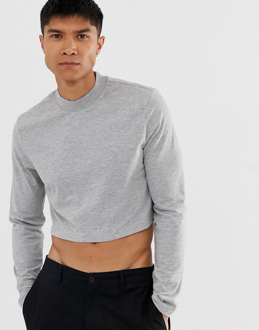 ASOS DESIGN muscle fit long sleeve boxy fit turtle neck in grey marl