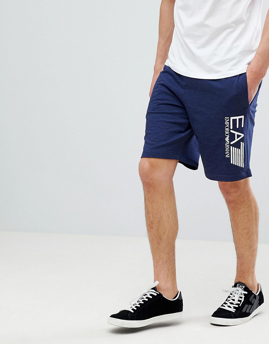 EA7 Large Logo Sweat Shorts In Blue - 3502 blue melange