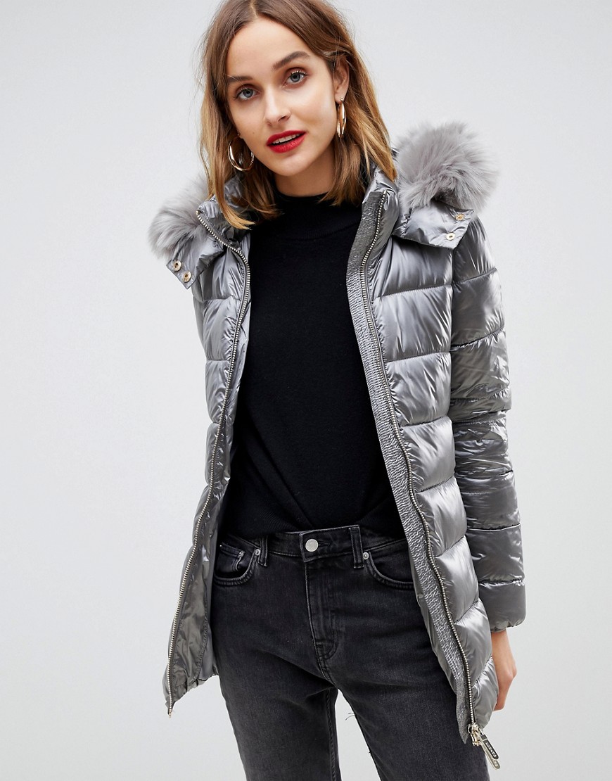 Gianni Feraud quilted jacket with faux fur hood
