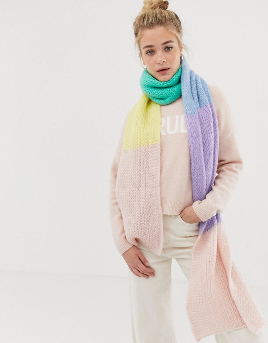 New Look knitted scarf in pastel