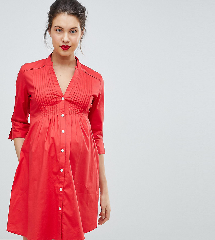 Isabella Oliver Tunic Shirt Dress With Tie Back - Red