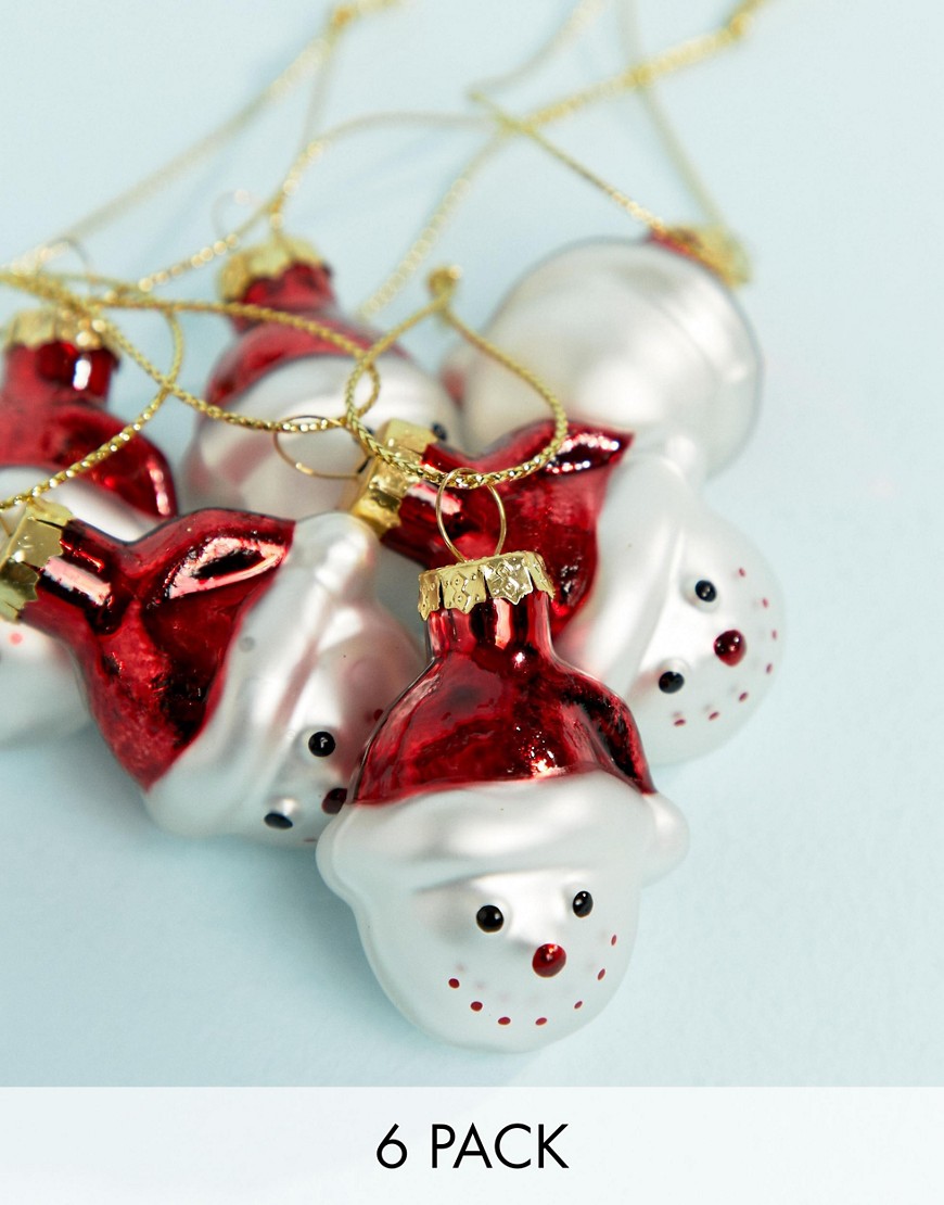 Sass & Belle Christmas snowman bauble decorations set of 6