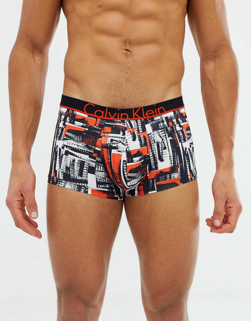 Calvin Klein ID microfibre abstract print trunks in black