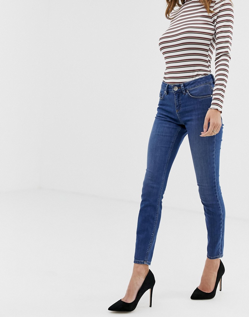 ASOS DESIGN lisbon mid rise 'skinny' jeans in bright blue wash