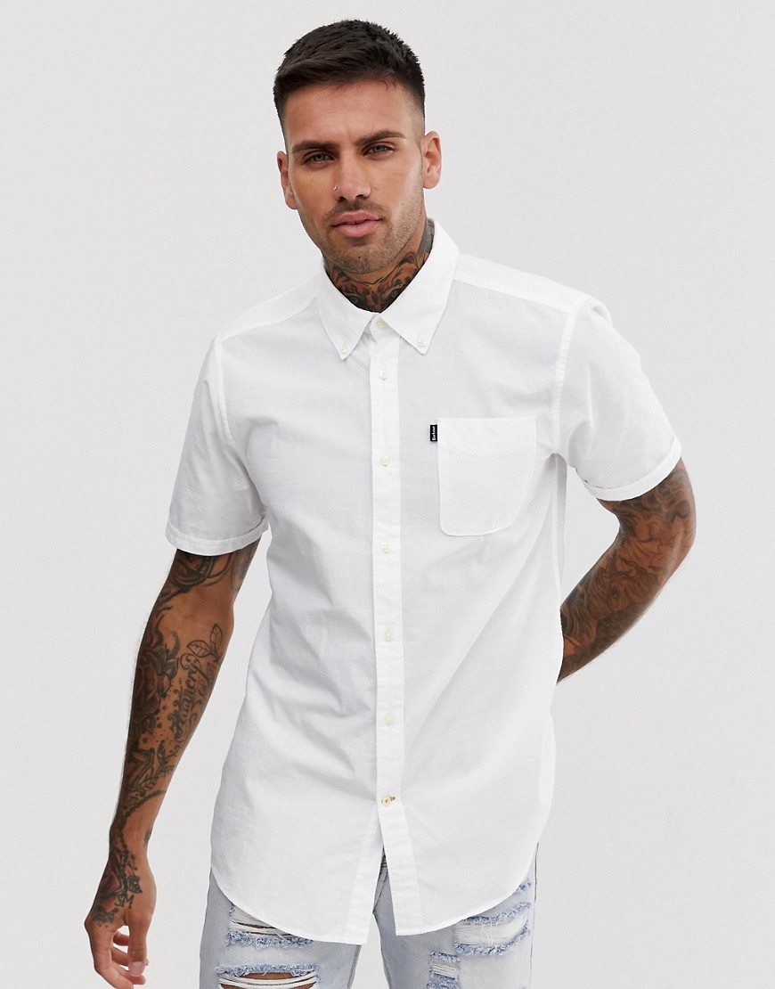 Barbour short sleeve textured shirt in white