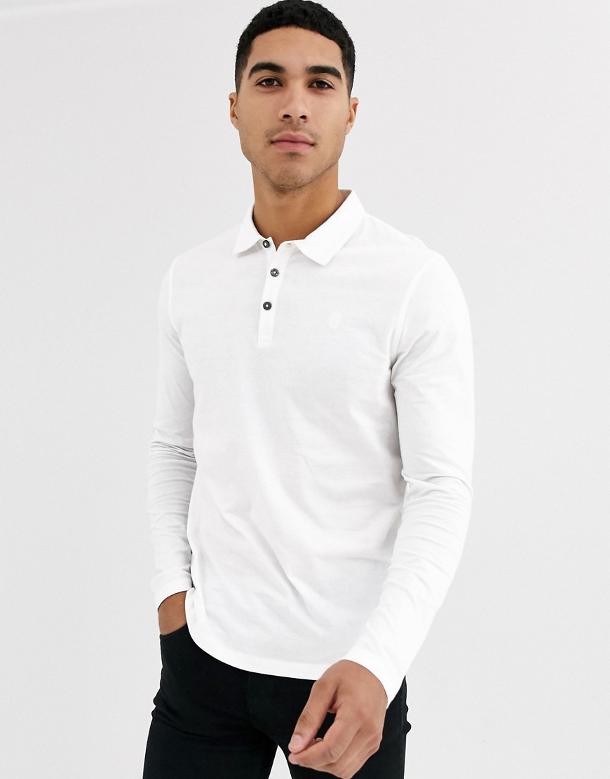 Burton Menswear long sleeve polo in white