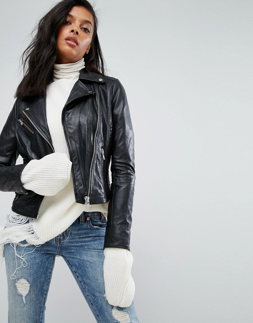 Barney's Originals Leather Jacket With Quilted Detail