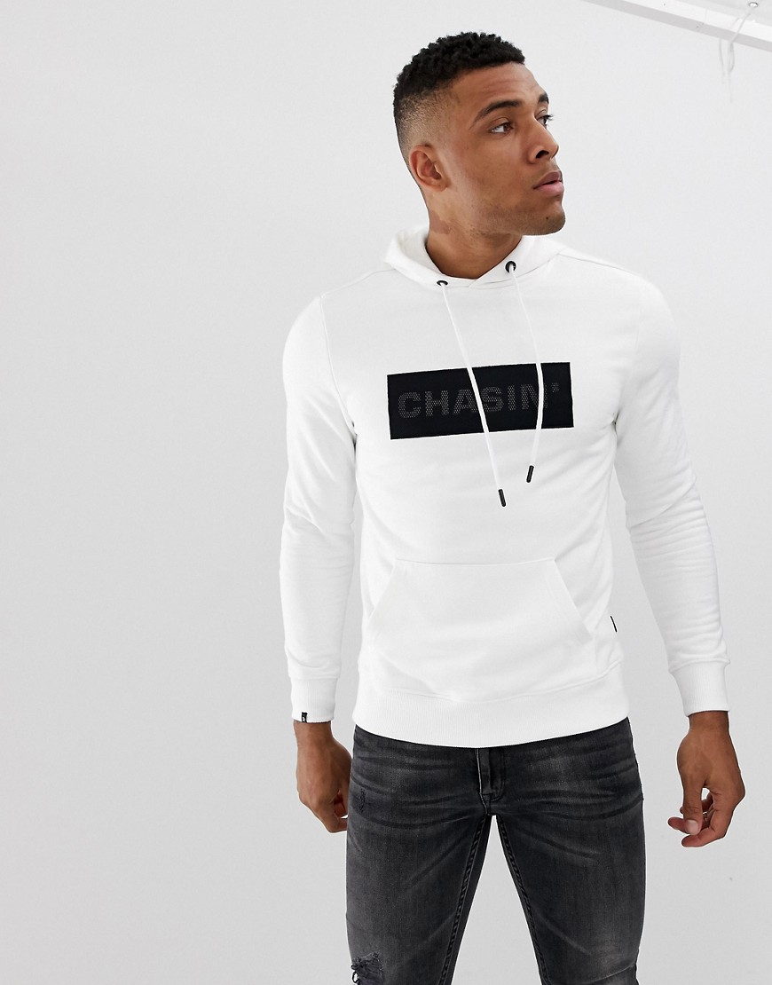 Chasin' Darric mesh logo hoodie in white