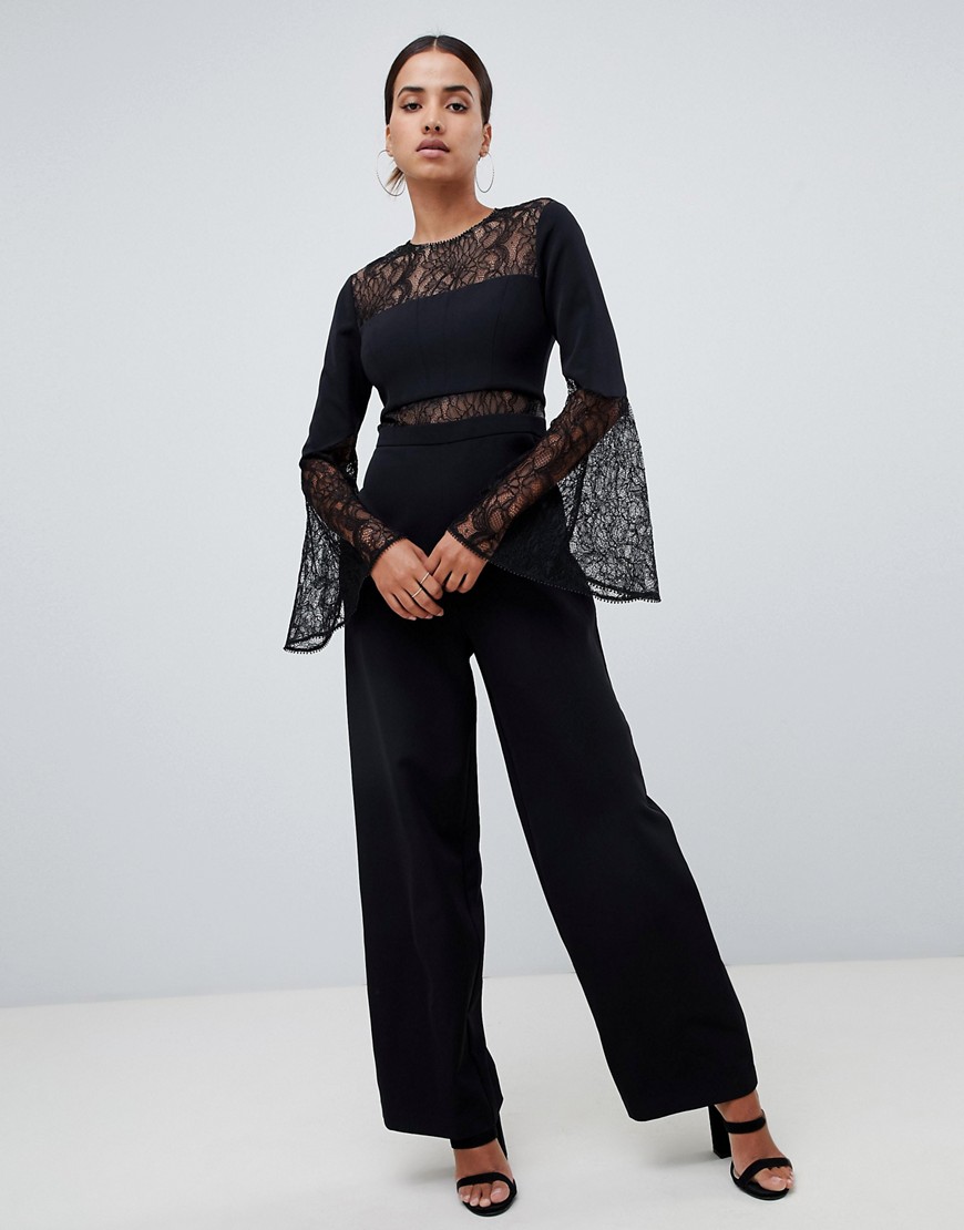 Forever New jumpsuit with lace details in black