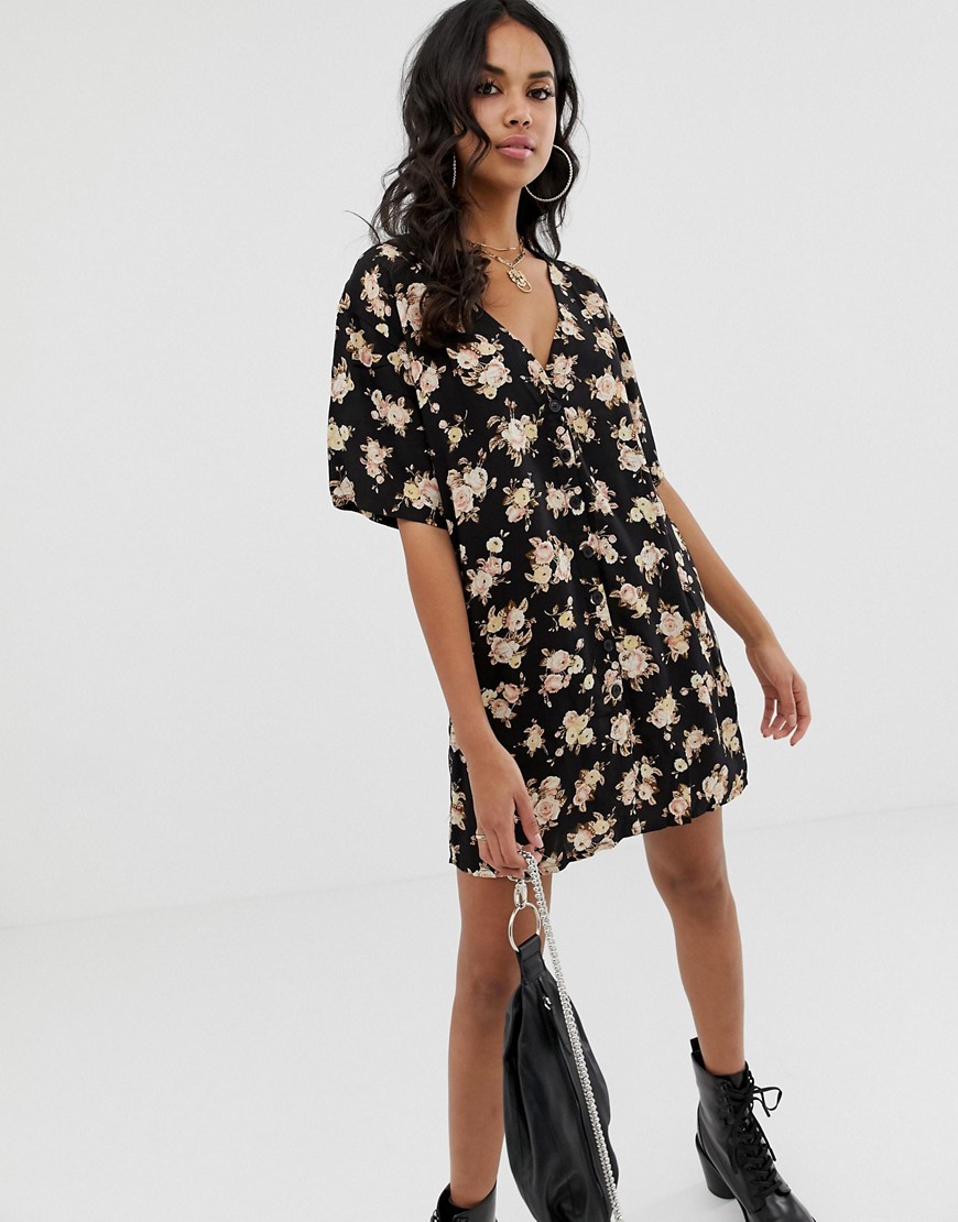 Motel mini button front dress in floral