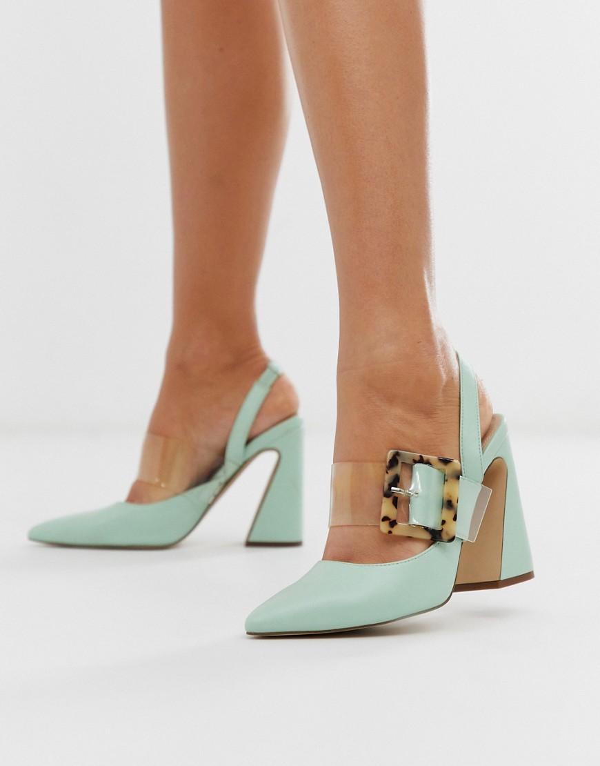 ASOS DESIGN Program block heeled high shoes in mint