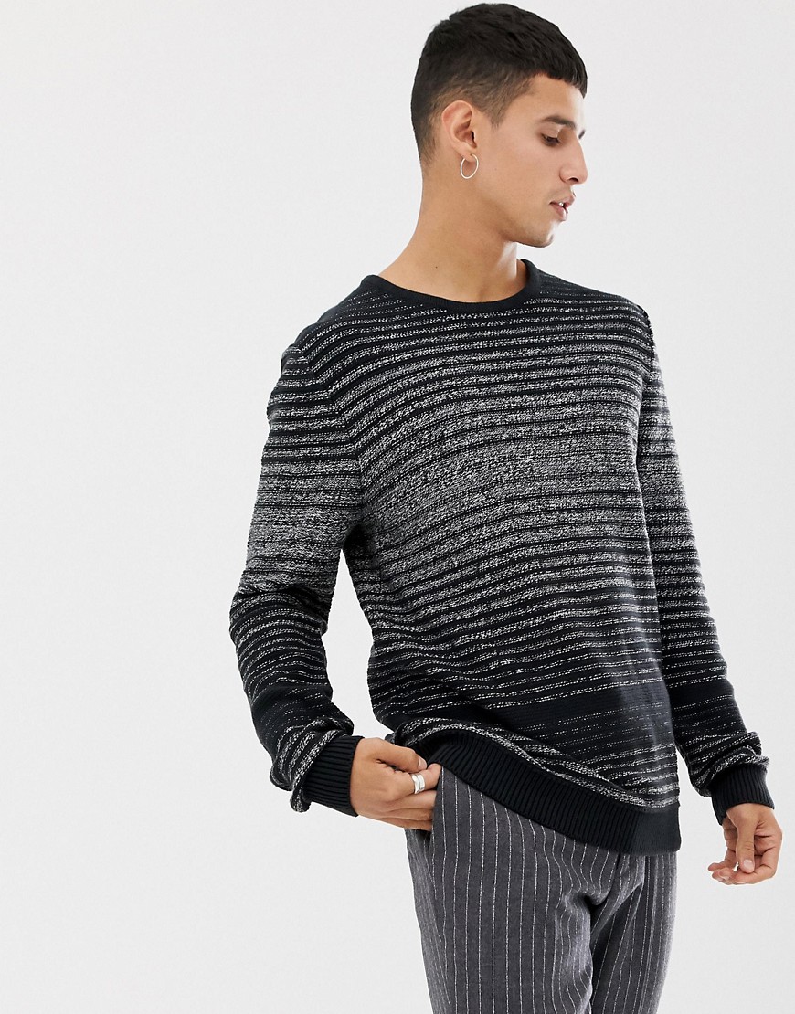 Selected Homme melange stripe knitted jumper