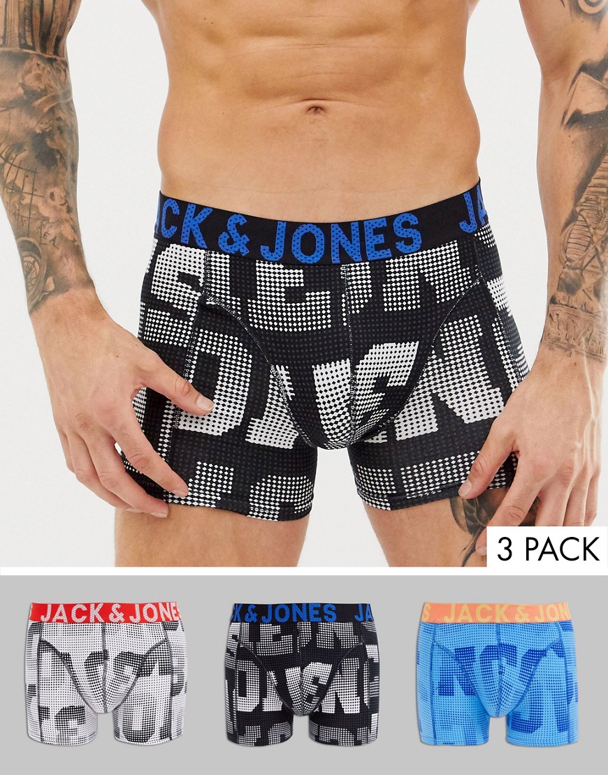 Jack & Jones 3 pack trunks with graphic logo
