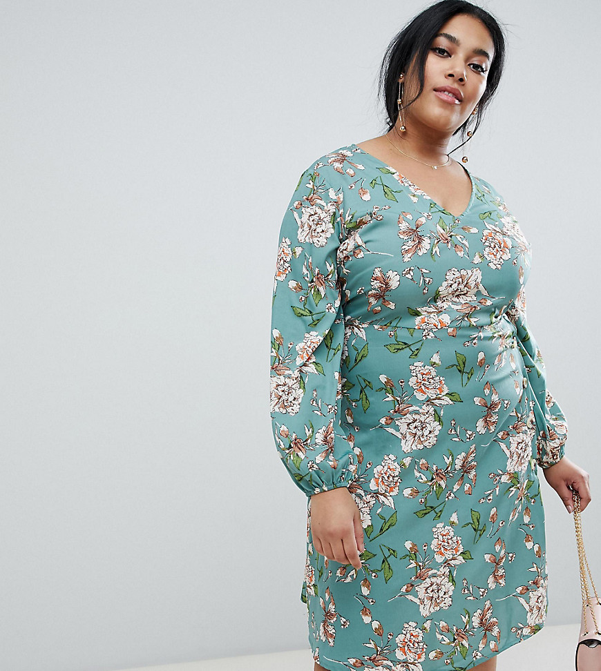 Influence Plus midi floral dress with button detail
