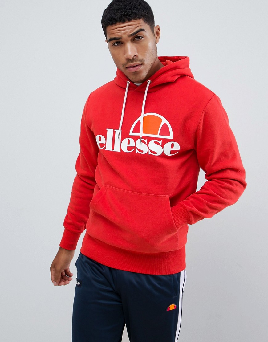 ellesse hoodie with large logo in red