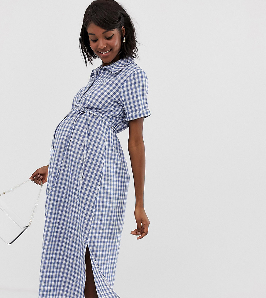 Glamorous Bloom shirt dress with belt in gingham
