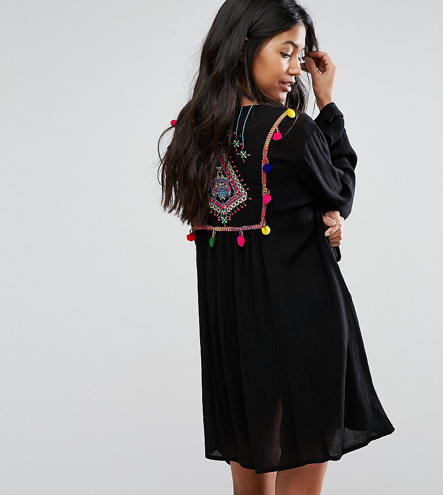 Akasa Embroidered Back Beach Kimono - Black with trims