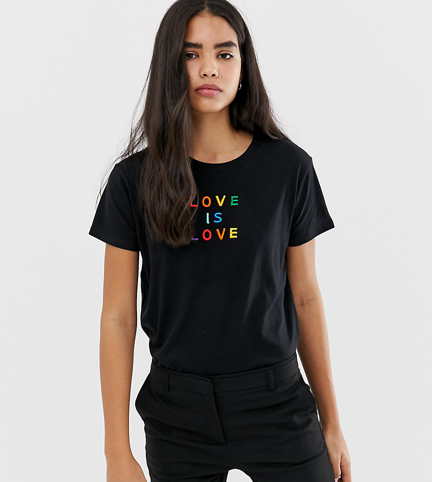 Pimkie t-shirt with love is love slogan in black