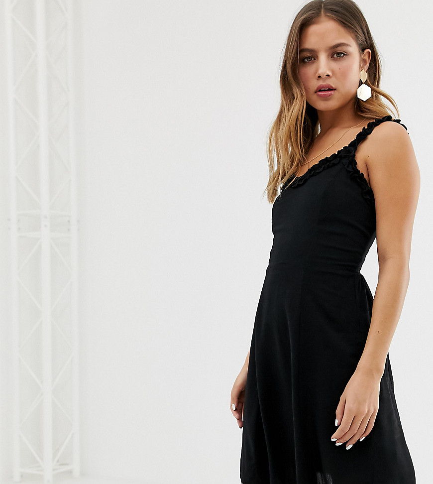 New Look sundress with ruffle edge in black