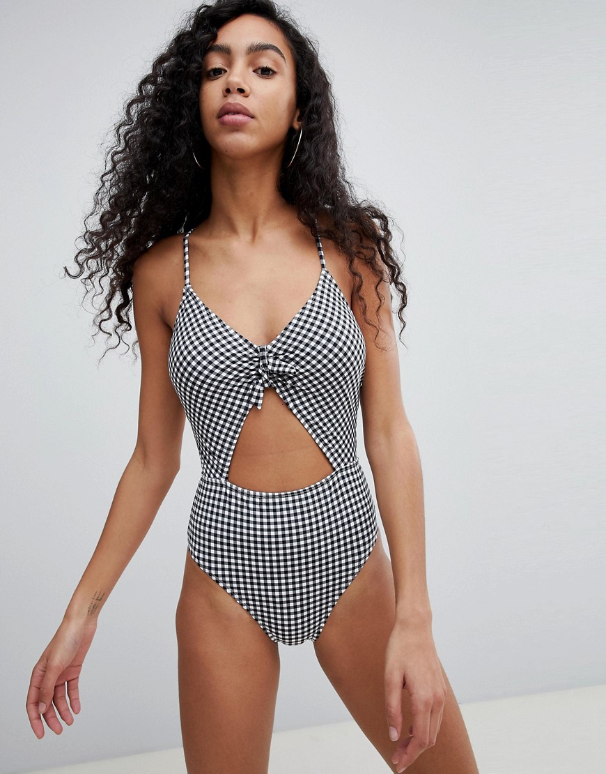 Juicy Couture Gingham Cut Out Swimsuit - Gingham