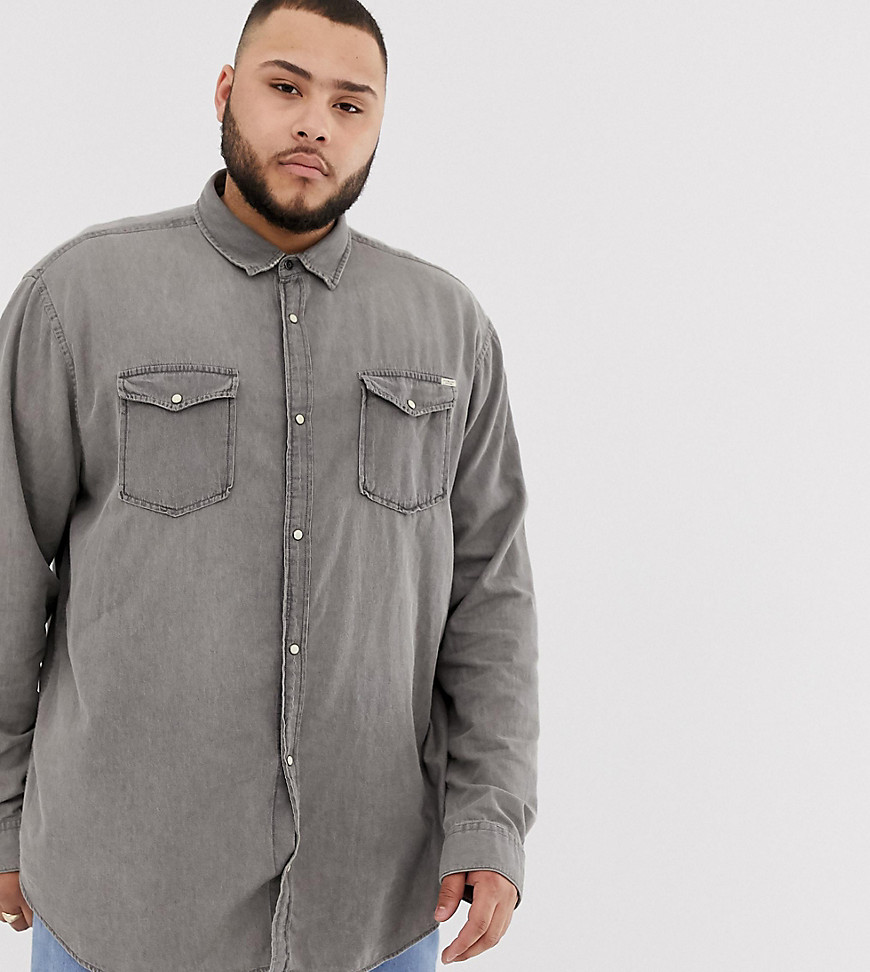 Jack & Jones Essentials denim shirt in washed grey