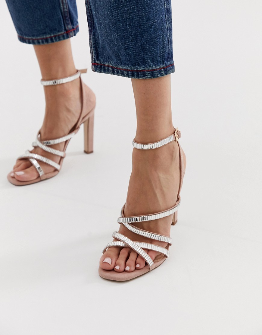 Office Hourglass pink diamante strappy heeled sandals