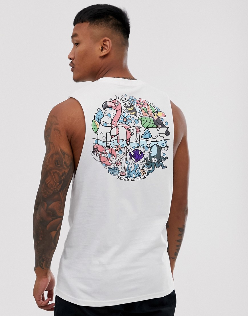 Friend or Faux technocolour back print sleeveless t-shirt vest