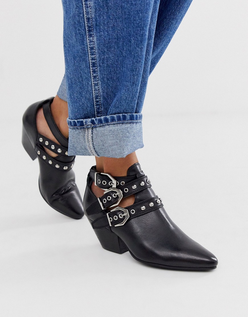 Bronx western ankle boots in black