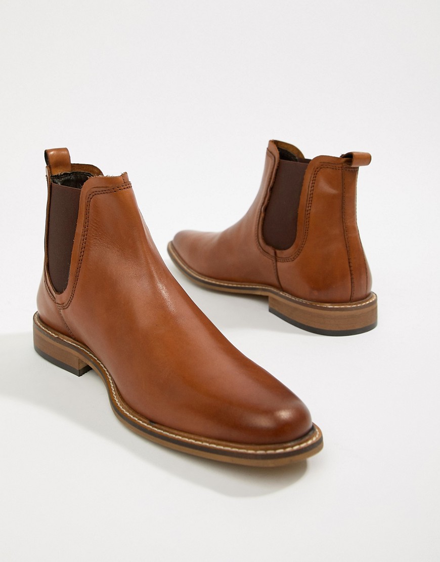 Dune Chelsea Boots In Tan Leather