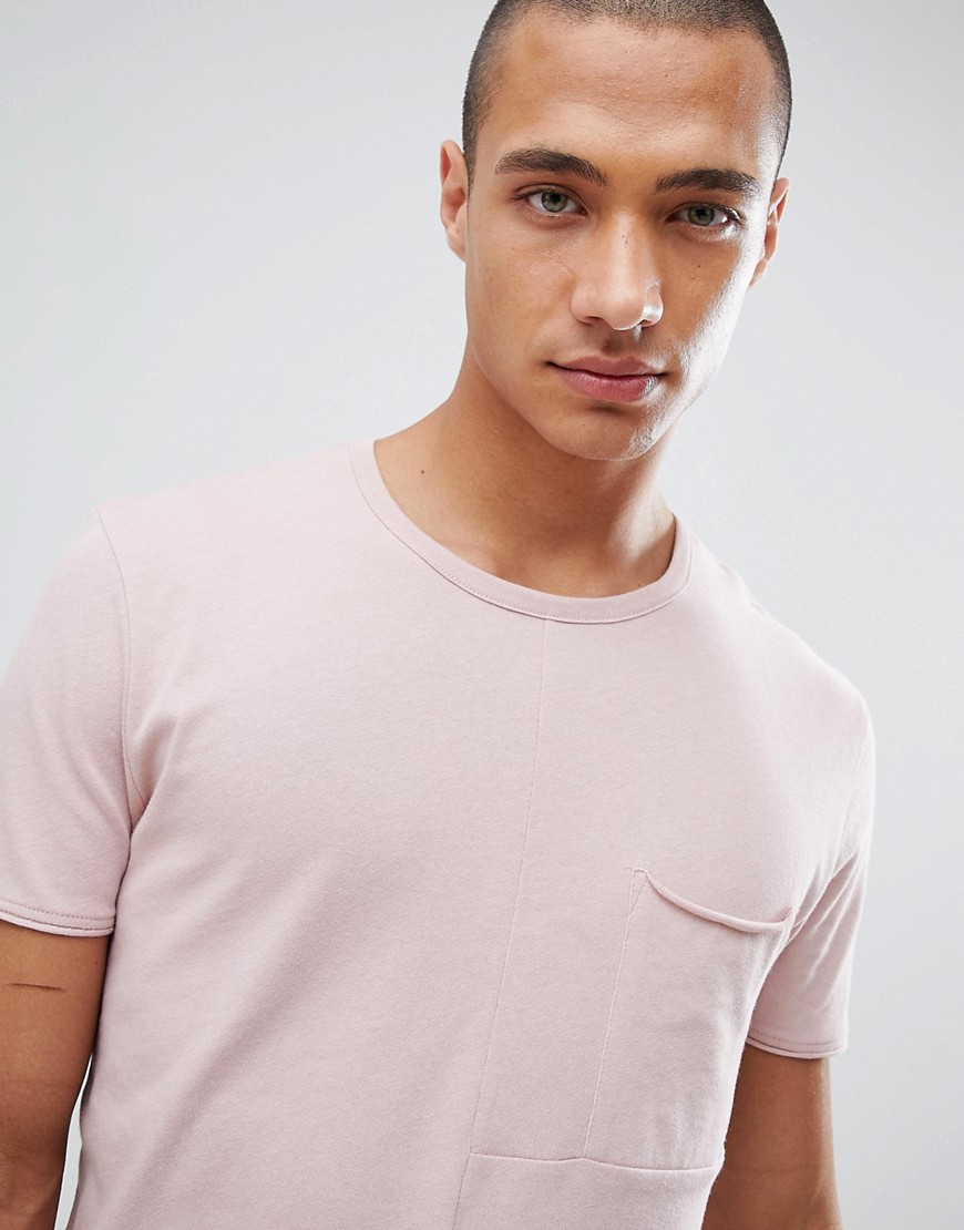 Tom Tailor t-shirt in pink cut & sew with chest pocket
