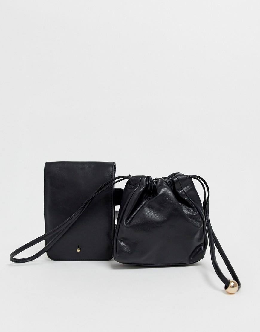 Urbancode Real Leather And Suede Belt Bag-black