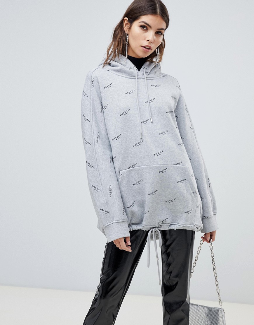 Miss Sixty all over print hoodie with drawstring detail