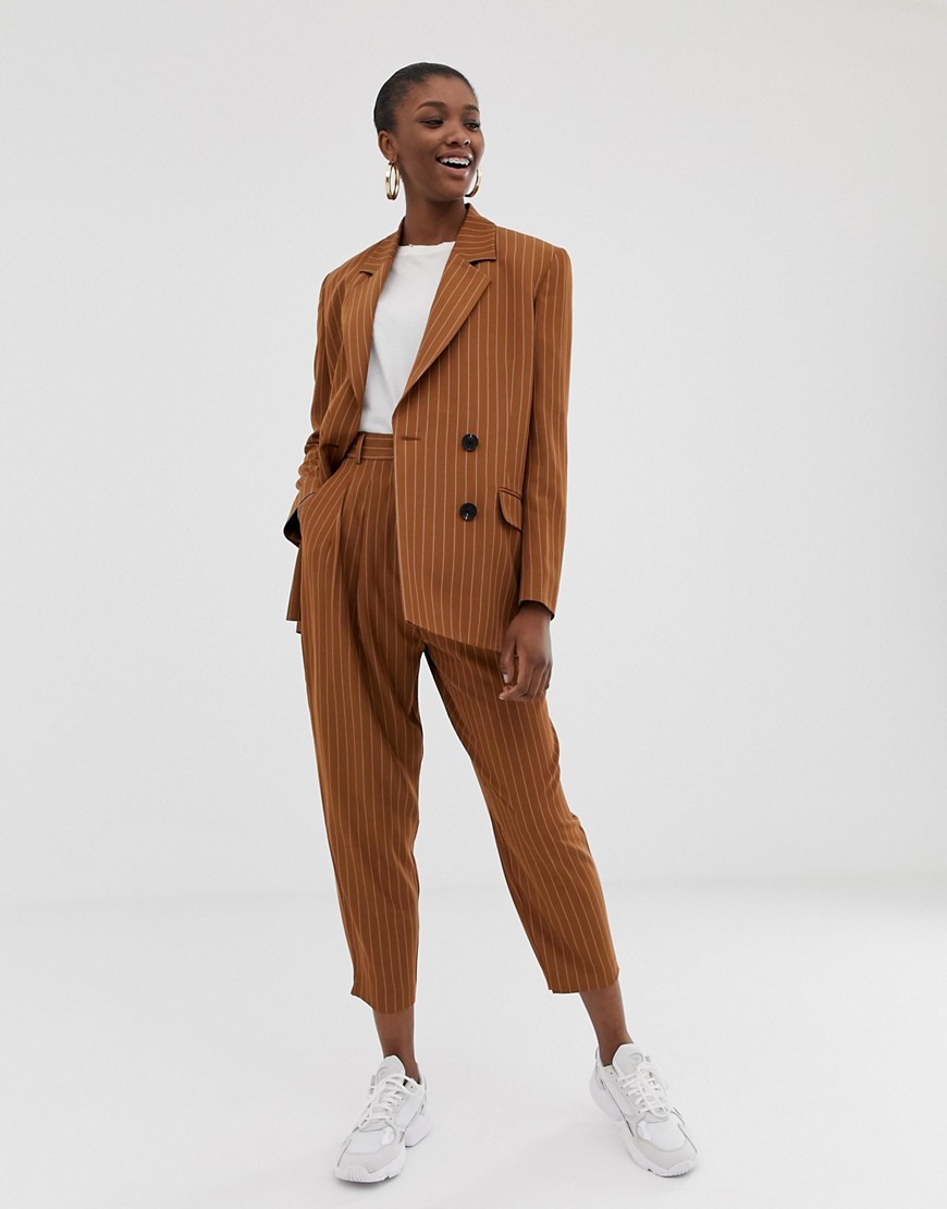 ASOS DESIGN pinstripe tapered suit trousers