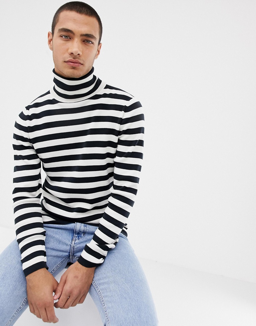Selected Homme roll neck stripe long sleeve top
