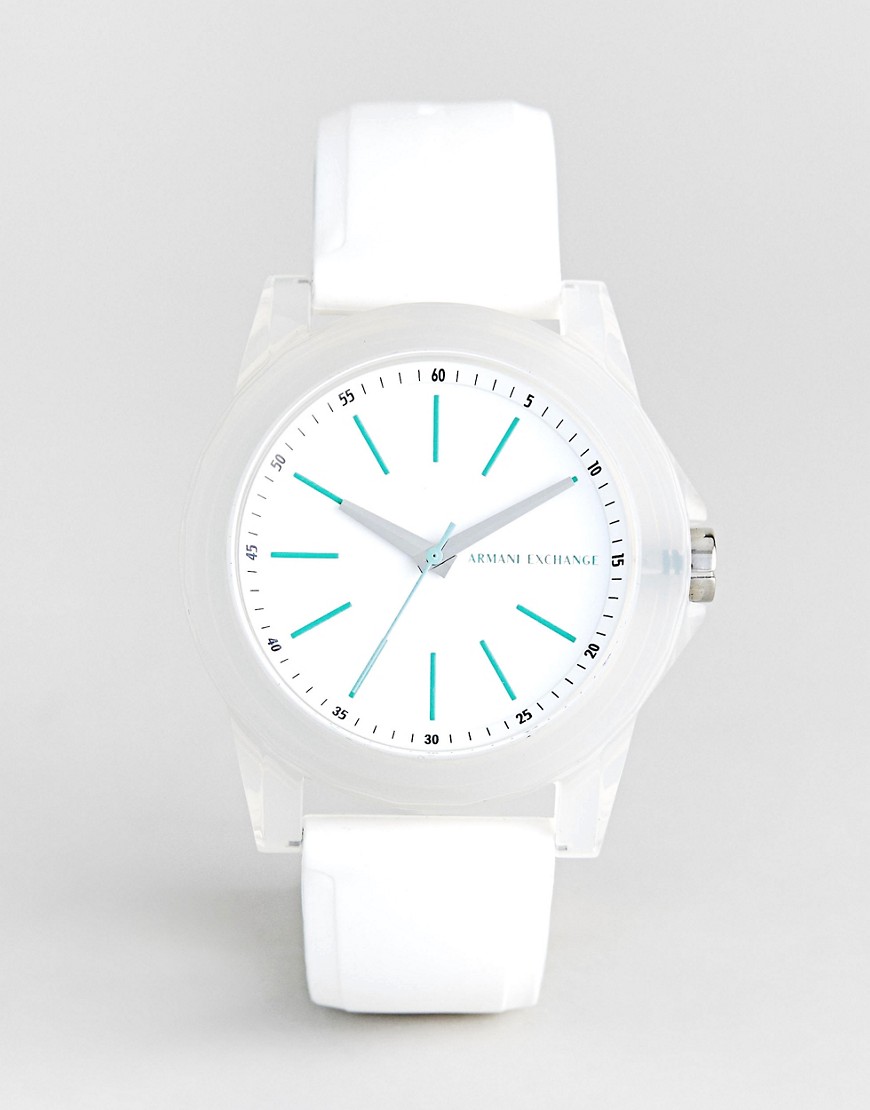 ARMANI EXCHANGE AX4359 BANKS WATCH WITH SILICONE STRAP - WHITE,AX4359