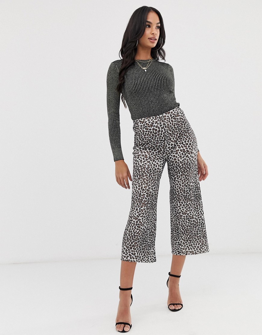 Lipsy leopard print plisse culottes