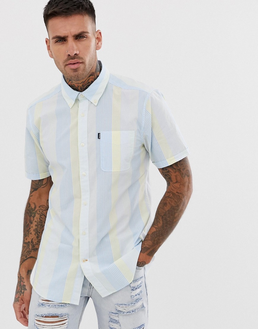 Barbour short sleeve striped shirt in yellow