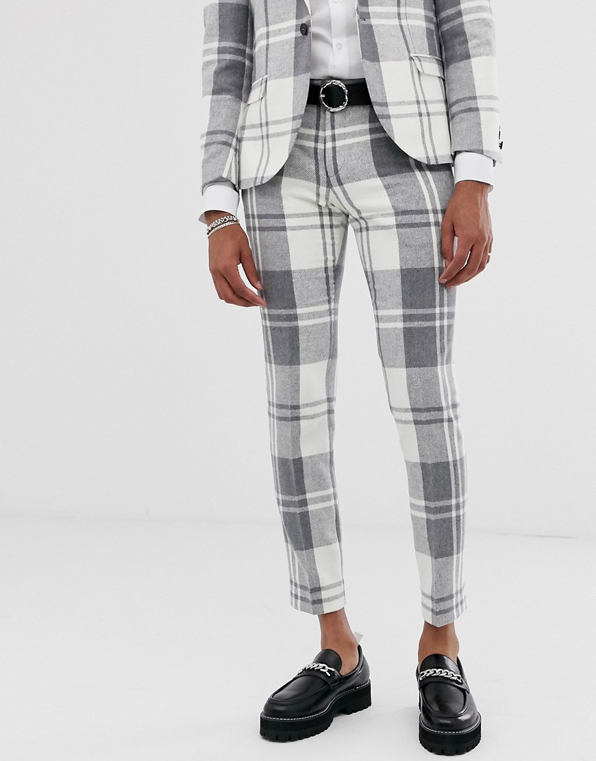 Twisted Tailor super skinny suit trousers in bold grey check