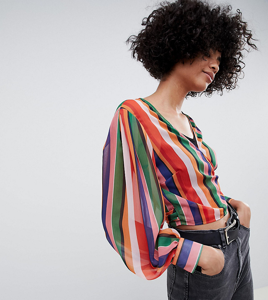 Reclaimed Vintage inspired wrap blouse in stripe