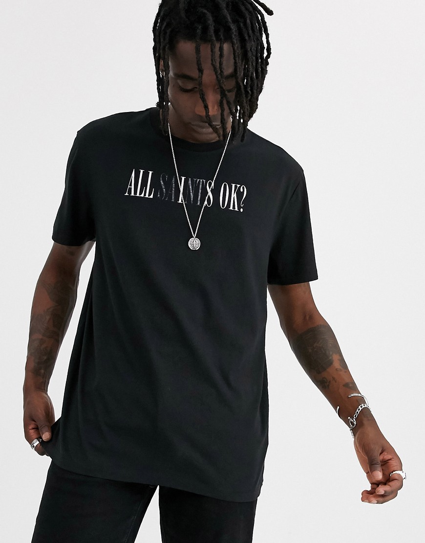 AllSaints oversized t-shirt with all is ok print in black