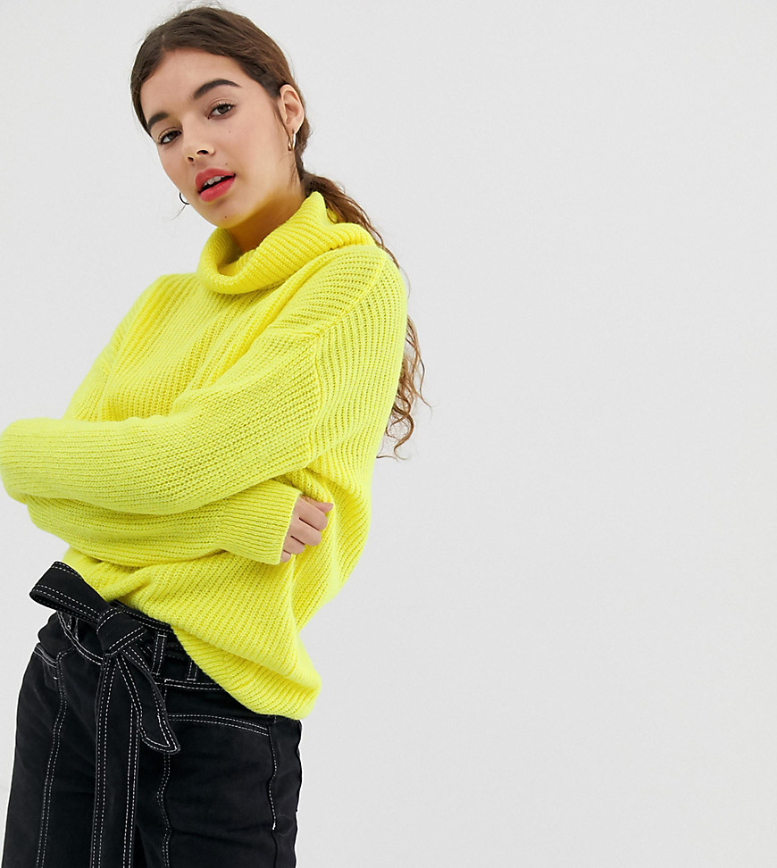 New Look roll neck jumper in yellow neon